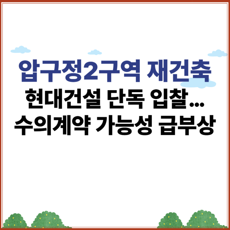 압구정2구역 재건축 현대건설 단독 입찰과 수의계약 가능성 급부상 안내 이미지