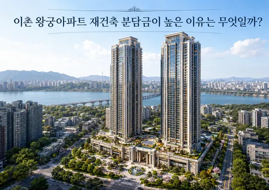 이촌 왕궁아파트 재건축 후 한강변 고급 주거단지 조감도 이미지