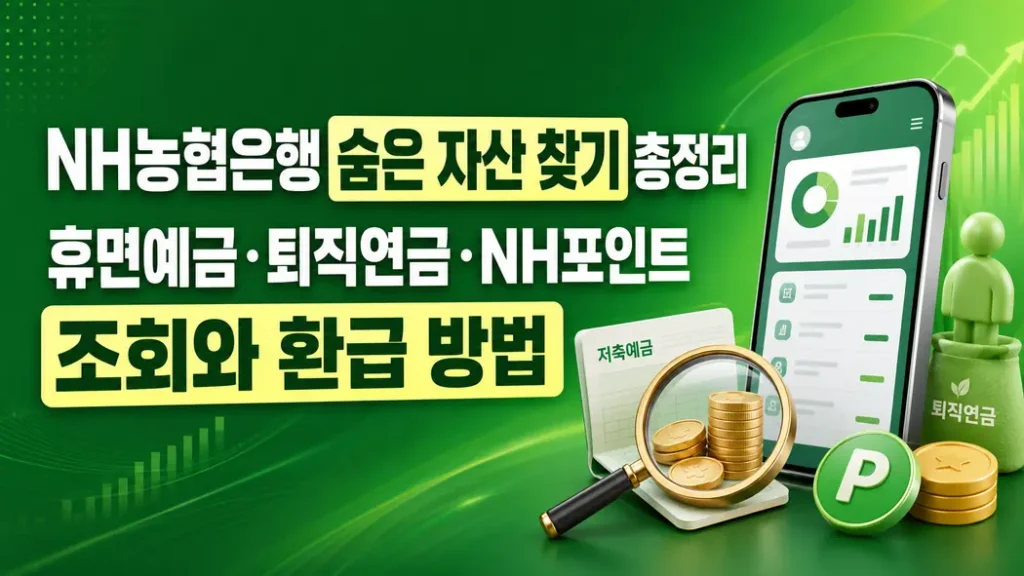 NH농협은행 숨은 자산 찾기 휴면예금·퇴직연금·NH포인트 조회 및 환급 안내 이미지