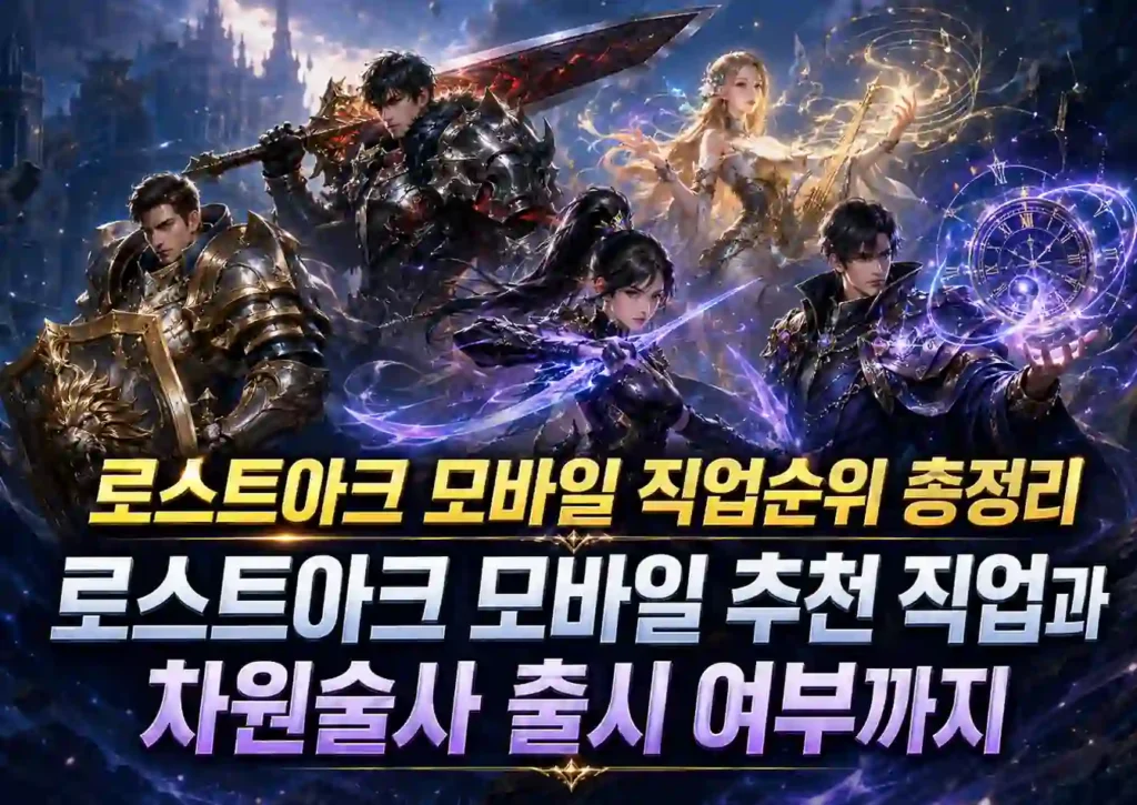 로스트아크 모바일 직업순위와 추천 직업, 차원술사 출시 여부를 보여주는 대표 이미지