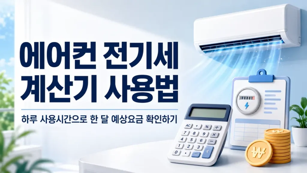 에어컨 전기세 계산기로 하루 사용시간에 따른 한 달 예상요금을 확인하는 이미지